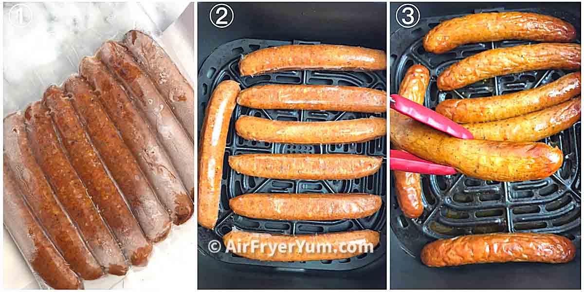 Spicy air fryer chicken sausages (Amylu Chicken Andouille) Air Fryer Yum