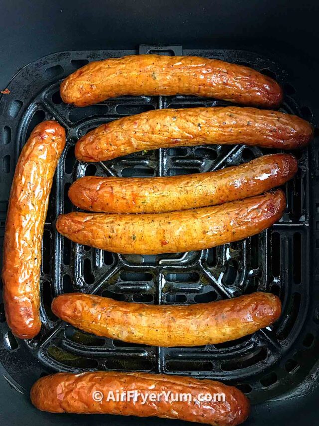 Spicy air fryer chicken sausages (Amylu Chicken Andouille) Air Fryer Yum