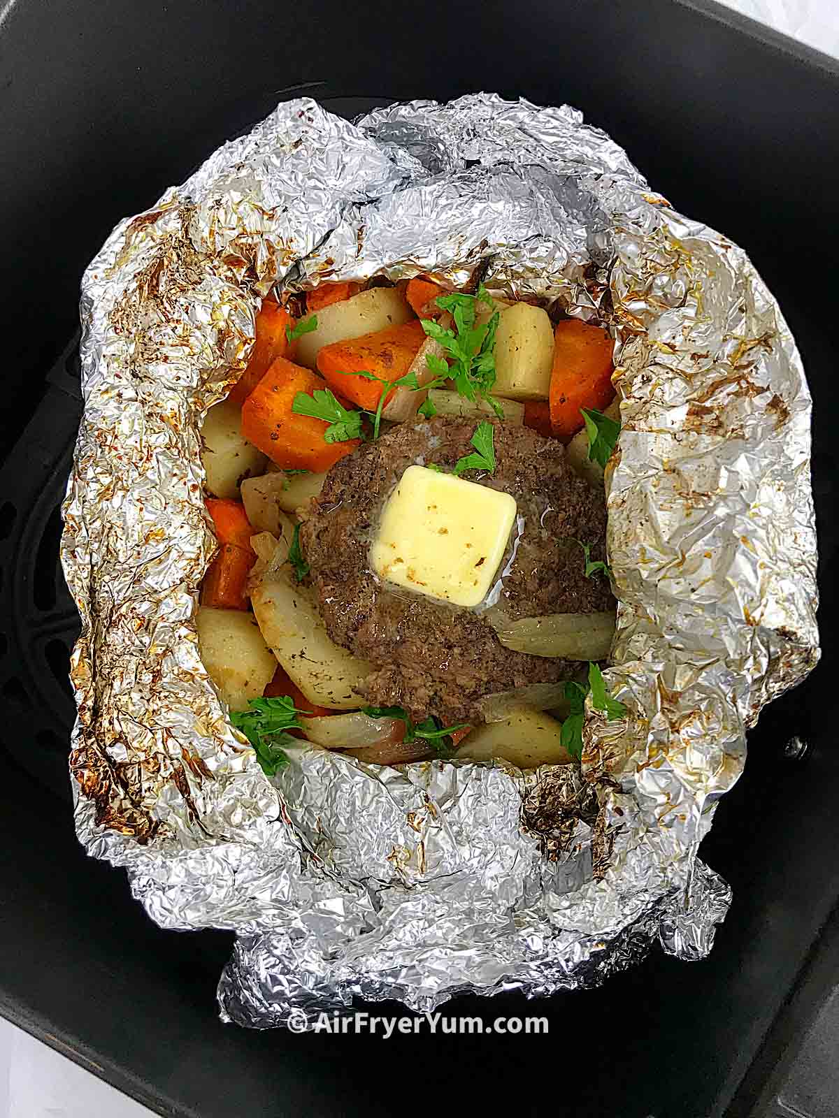 Air fryer Hamburger Hobo Packets (Hobo foil dinners) Air Fryer Yum