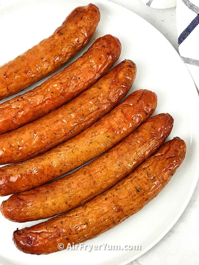 Spicy air fryer chicken sausages (Amylu Chicken Andouille) Air Fryer Yum