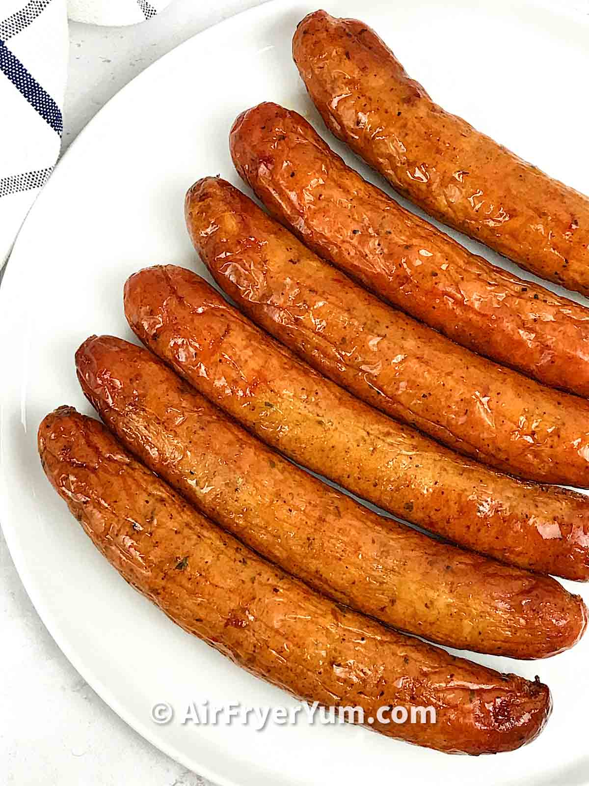 Spicy air fryer chicken sausages (Amylu Chicken Andouille) Air Fryer Yum