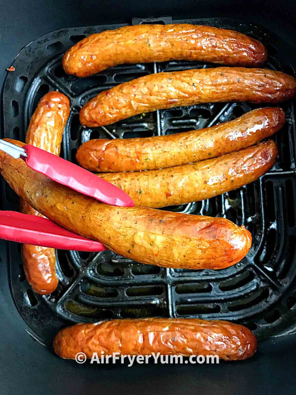Spicy air fryer chicken sausages (Amylu Chicken Andouille) Air Fryer Yum