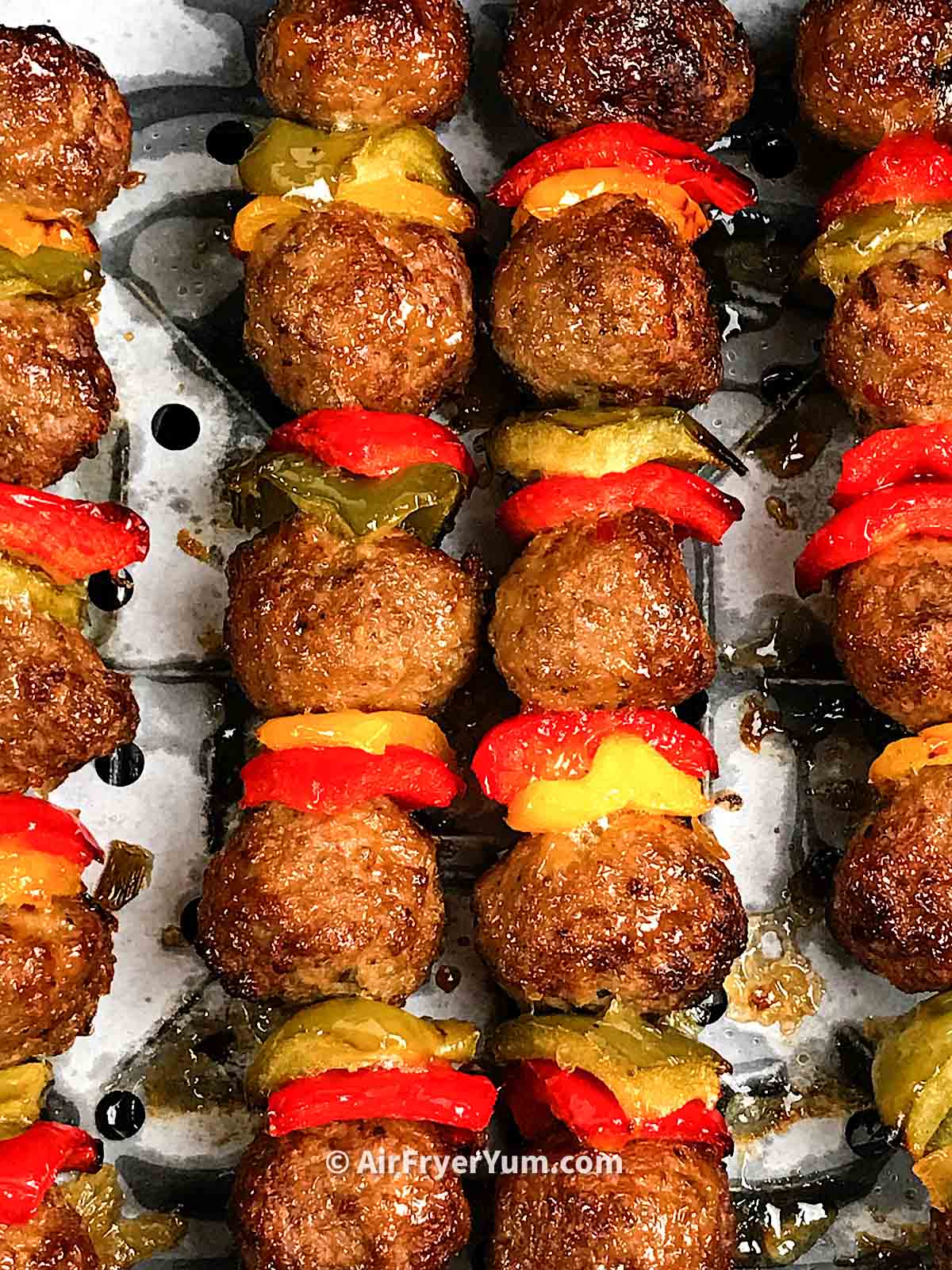 Air fryer meatball skewers (Kabobs) Air Fryer Yum