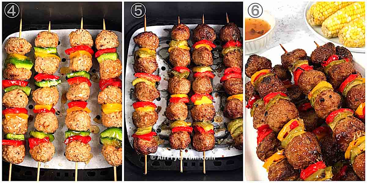Air fryer meatball skewers (Kabobs) Air Fryer Yum