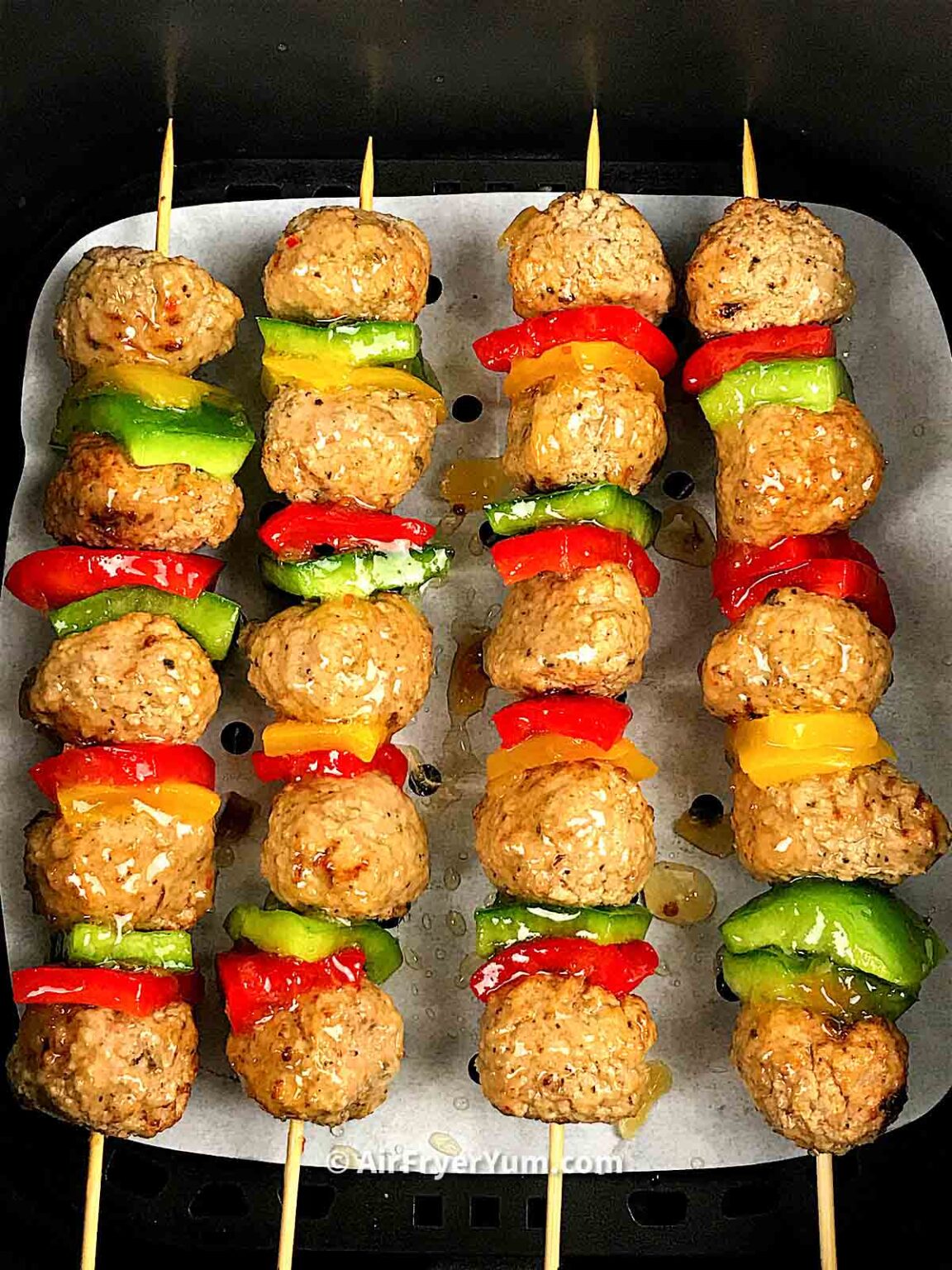 Air fryer meatball skewers (Kabobs) Air Fryer Yum