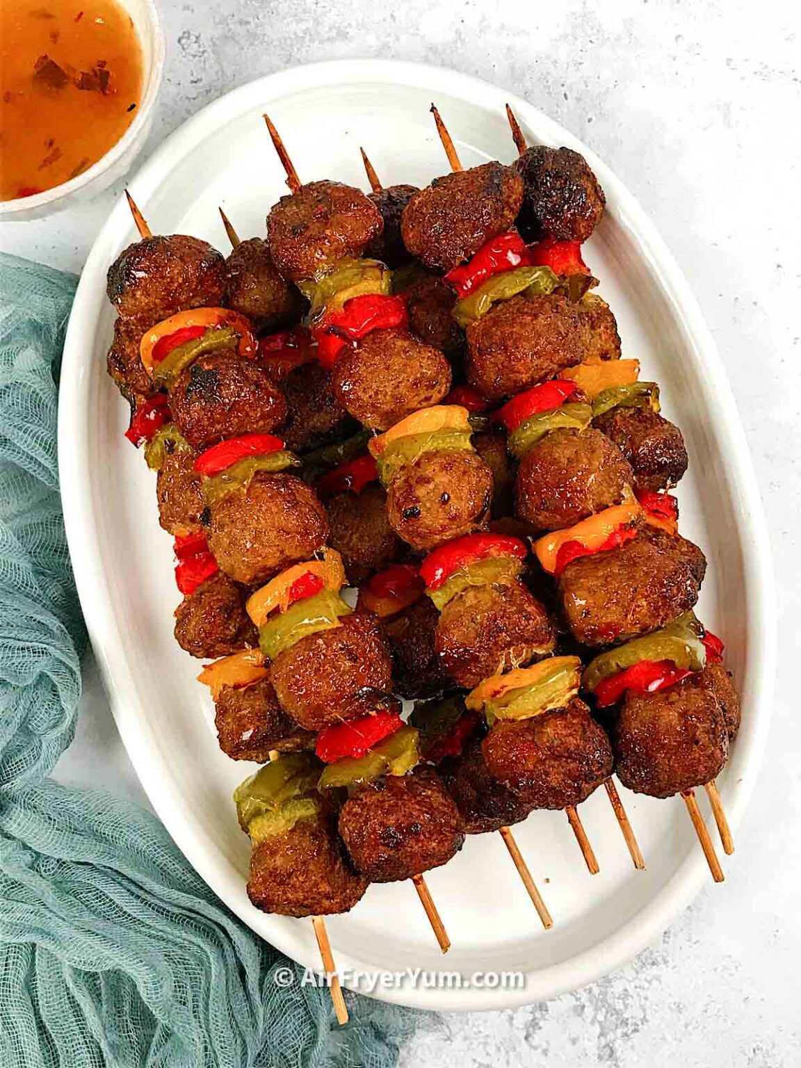 Air fryer meatball skewers (Kabobs) Air Fryer Yum