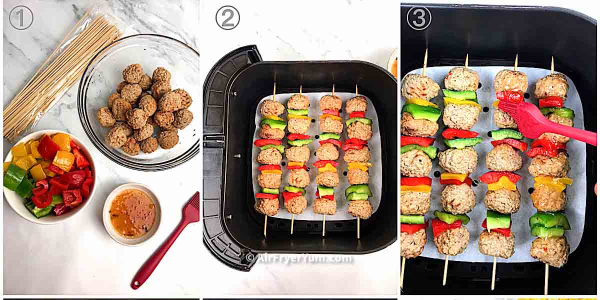 Air fryer meatball skewers (Kabobs) Air Fryer Yum