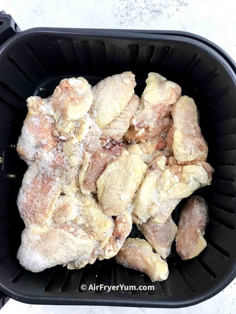 Frozen Chicken wings in air fryer. - Air Fryer Yum