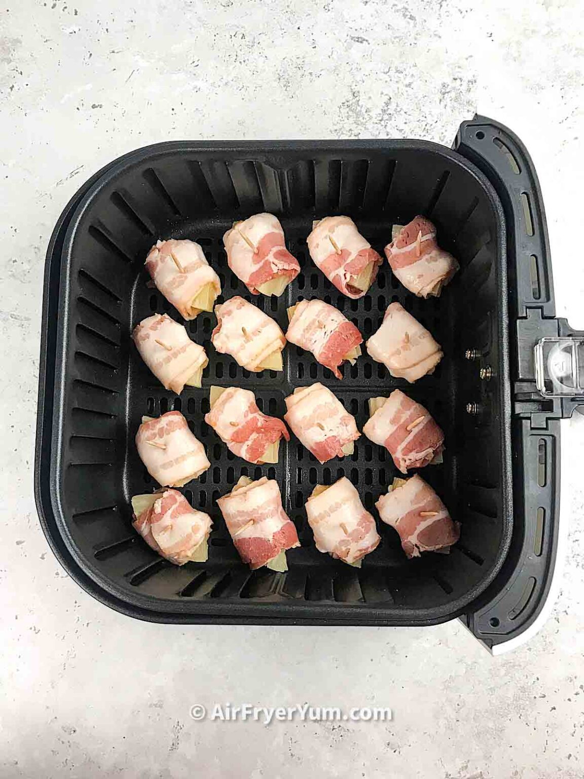 Air fryer Bacon wrapped pineapple (bites and rings) Air Fryer Yum