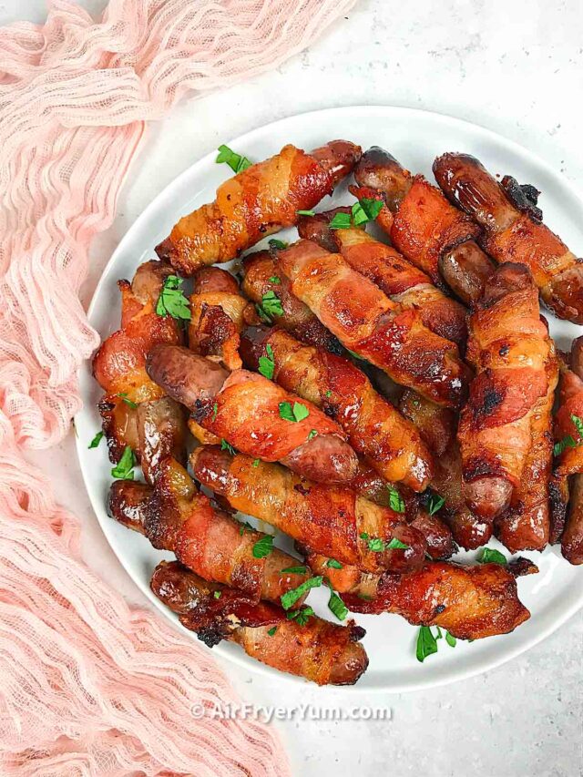 Air fryer pigs in a blanket with bacon (British) Air Fryer Yum