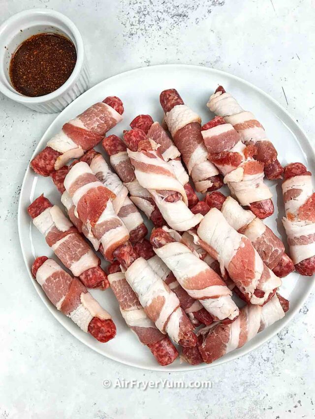 Air fryer pigs in a blanket with bacon (British) Air Fryer Yum