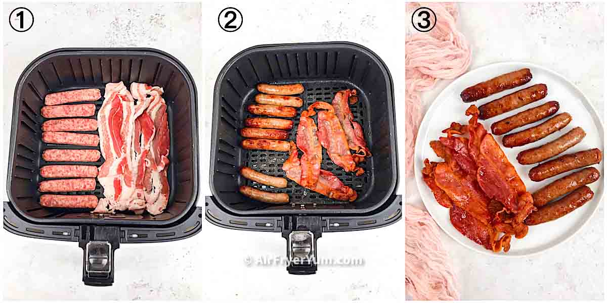 Can you cook bacon and sausage in an air fryer Air Fryer Yum