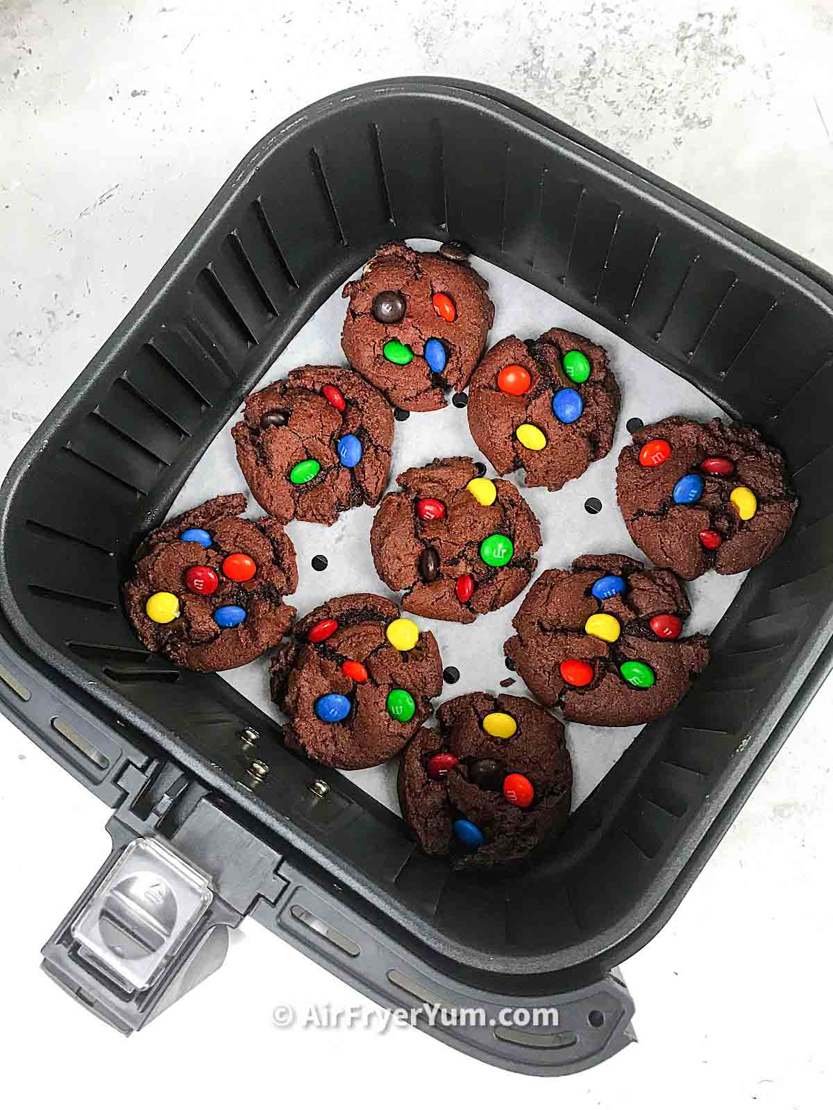 Air fryer chocolate m and m cookies from cake mix Air Fryer Yum