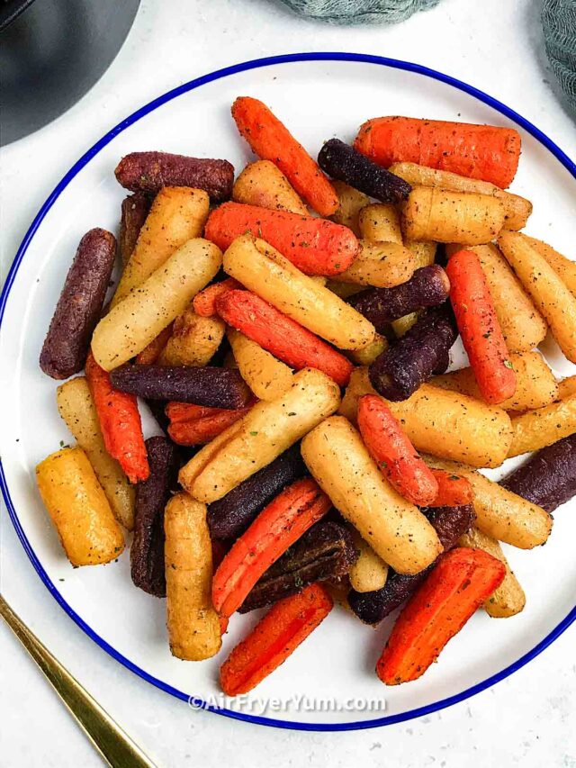 Air fryer rainbow carrots (Tri colored carrots recipe) Air Fryer Yum