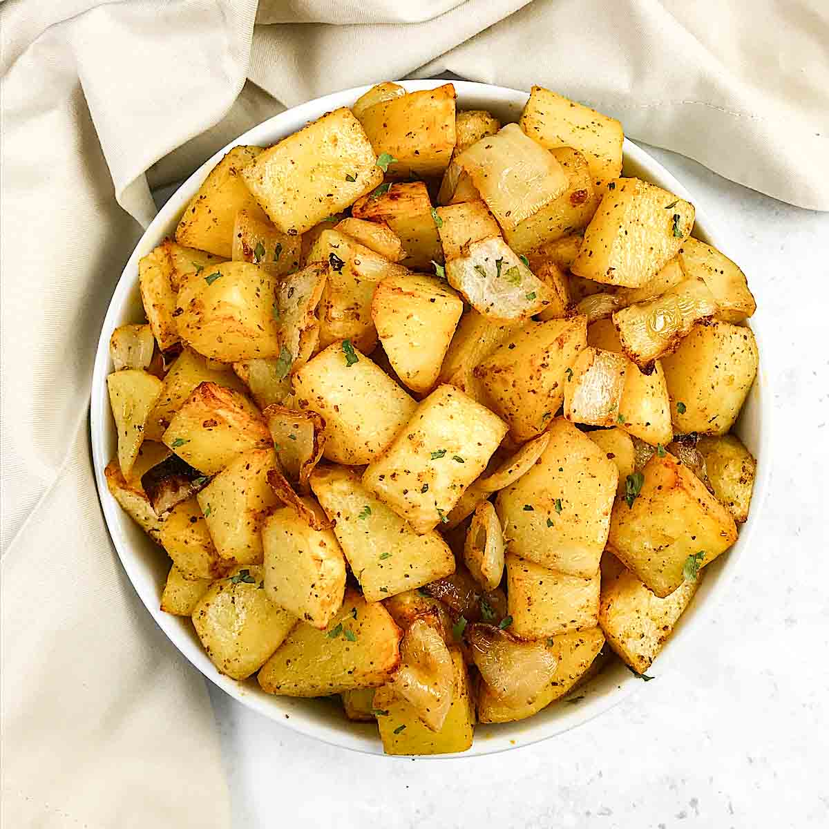 Air fryer potatoes and onions