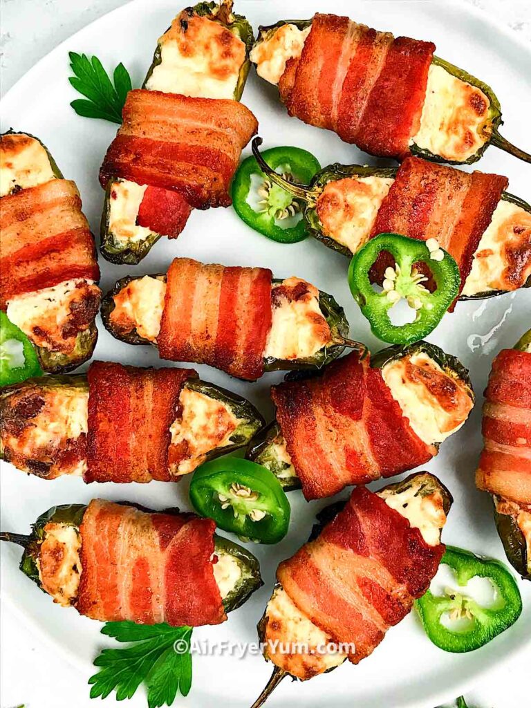 Turkey bacon wrapped jalapeno poppers in Air Fryer 