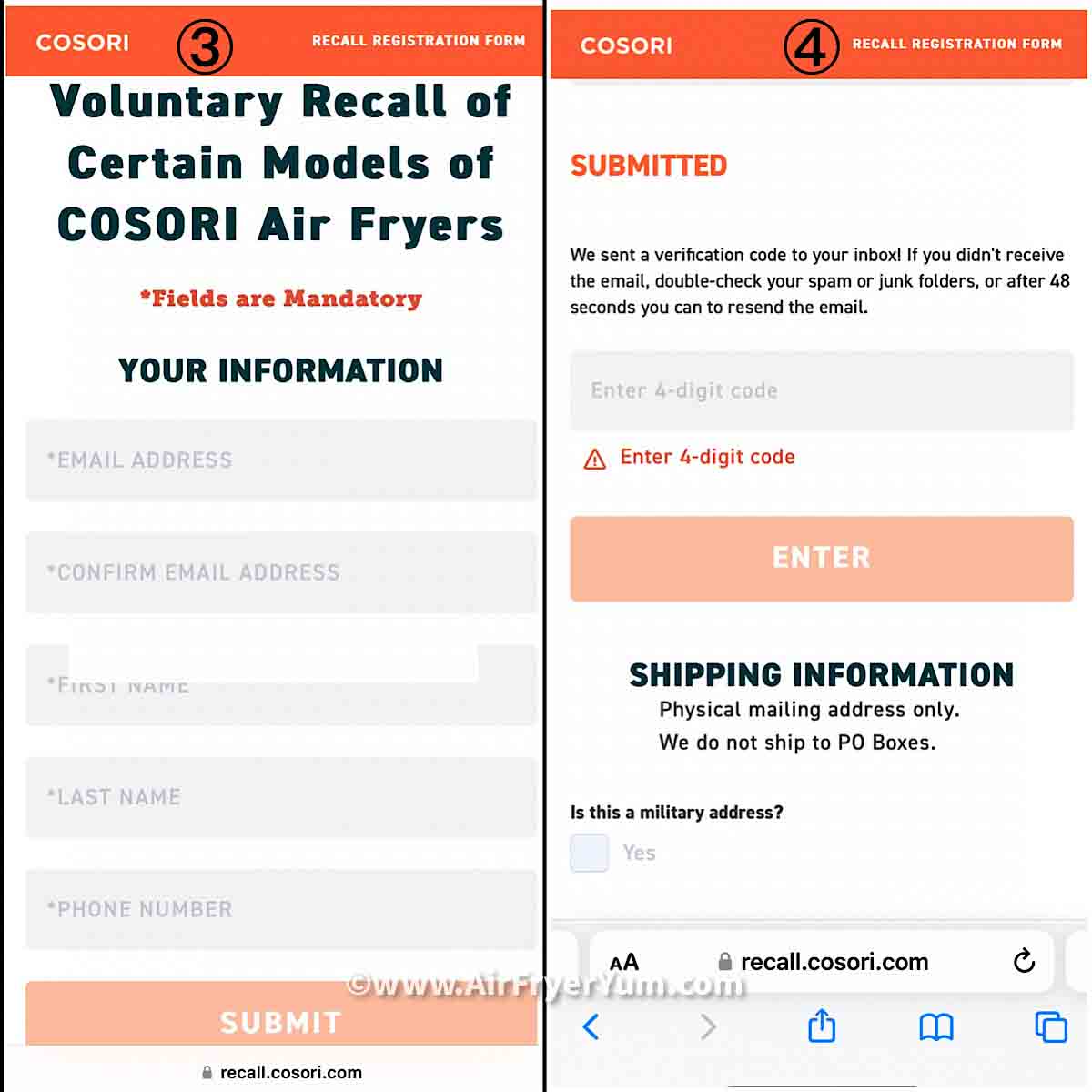 Cosori Air fryer recall Air Fryer Yum