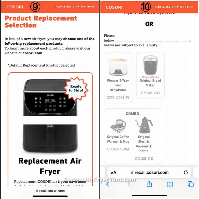 Cosori Air fryer recall Air Fryer Yum