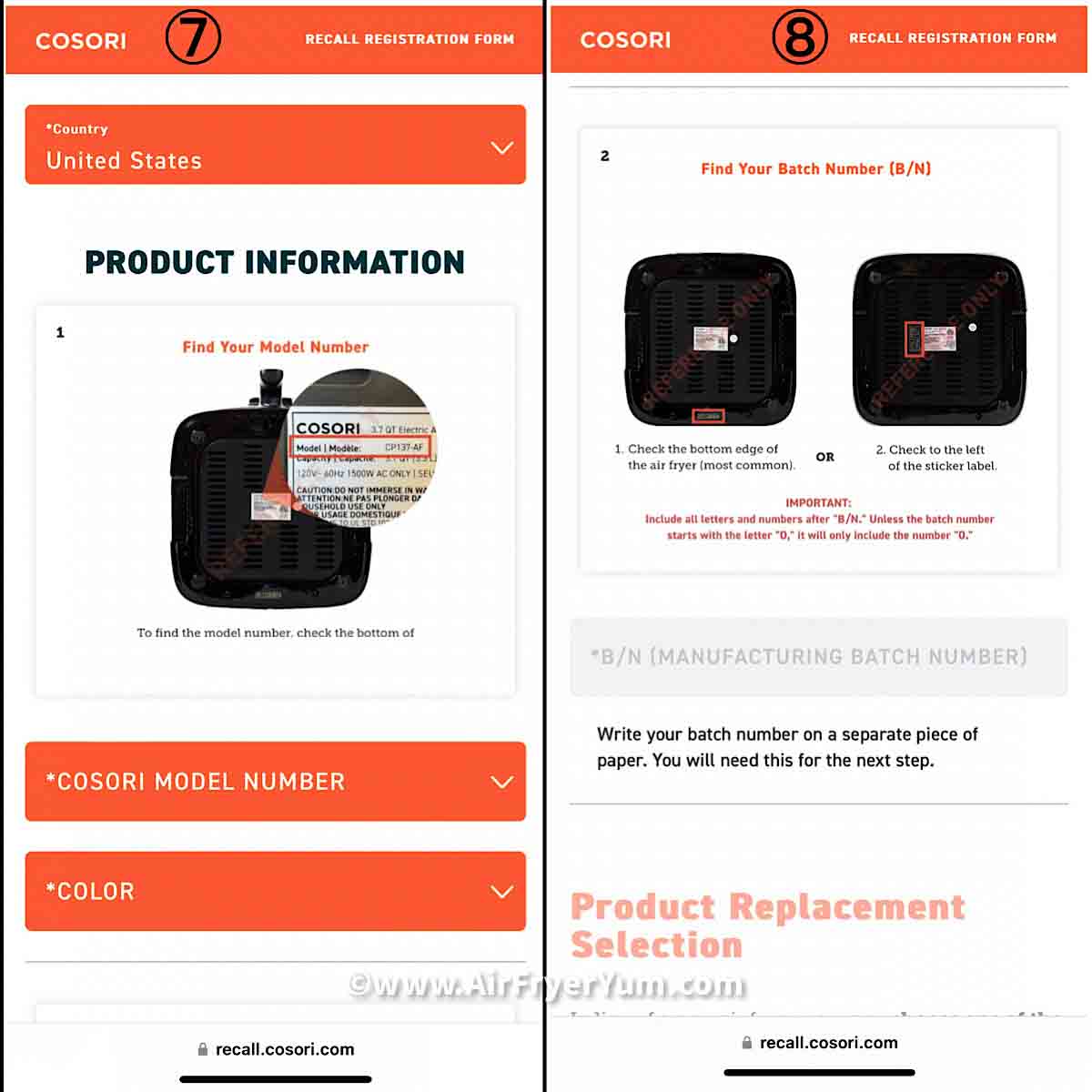 Cosori Air fryer recall Air Fryer Yum