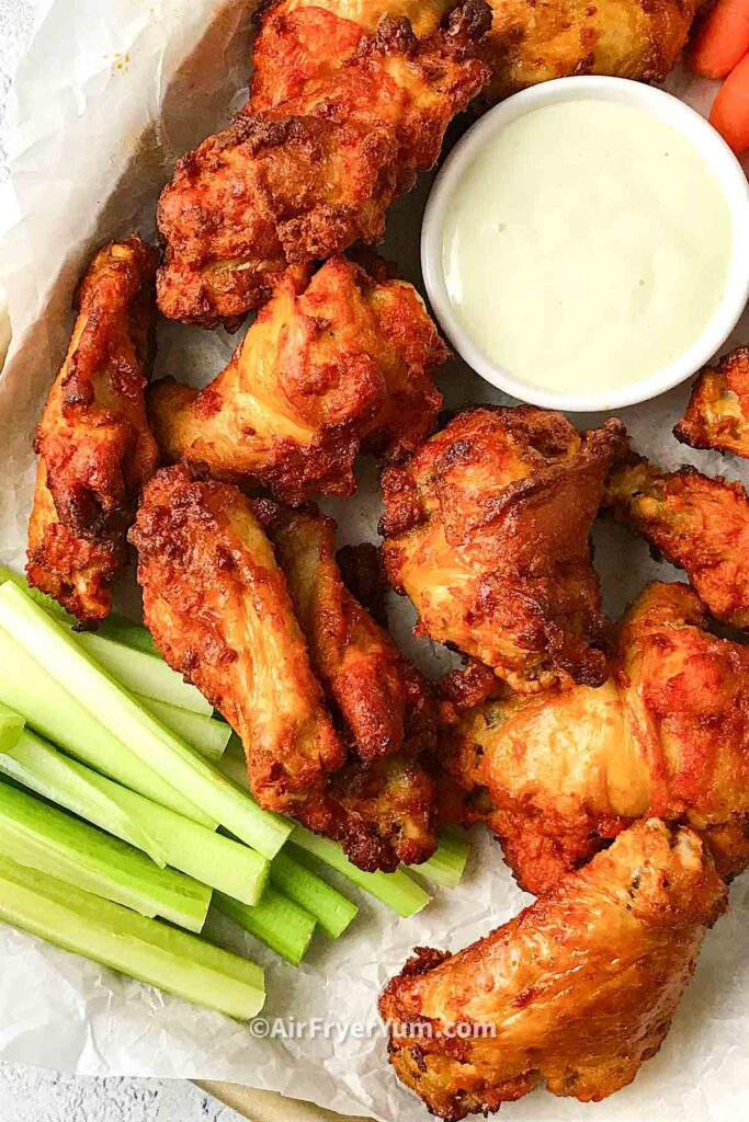 Frozen Chicken wings in air fryer. - Air Fryer Yum