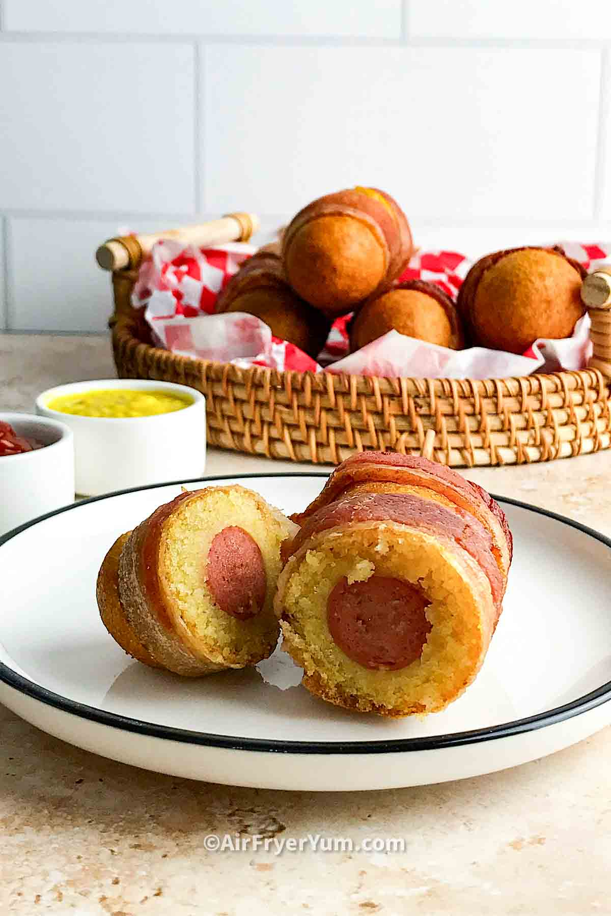 Air fryer bacon wrapped corn dogs Air Fryer Yum