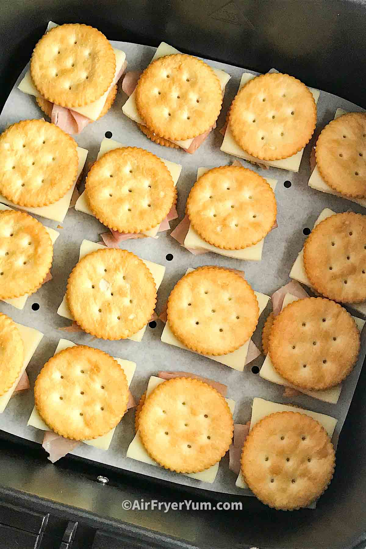 Ham and cheese ritz cracker sandwiches - Air Fryer Yum